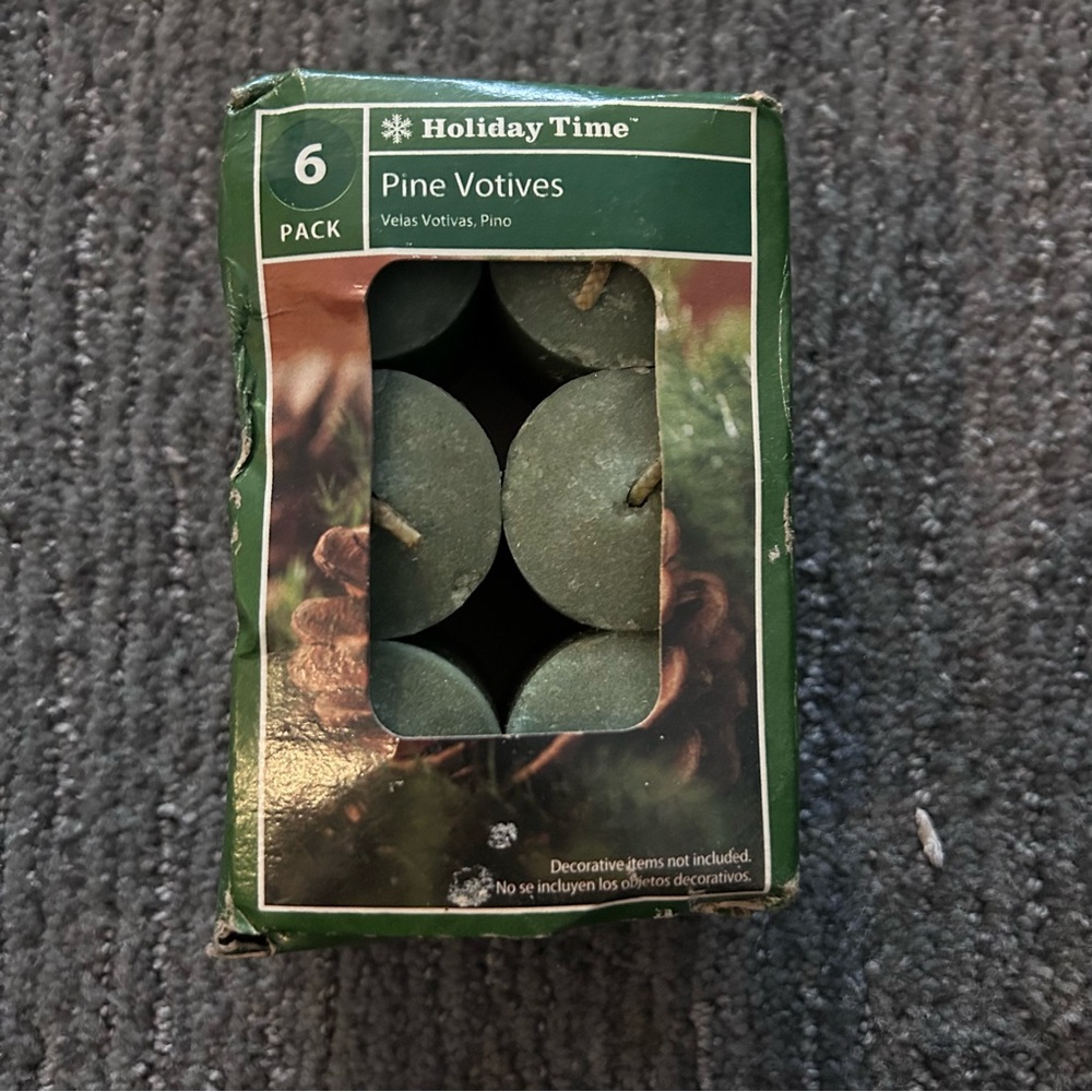 Holiday Time Green Pine Votive Candles - 6 Pack